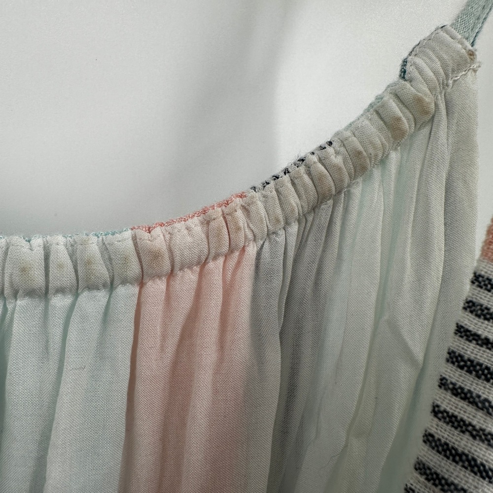 Rails Adora Highland Stripe Tiered Linen Blend Maxi Dress Medium Coral Teal Boho - Picture 5 of 11